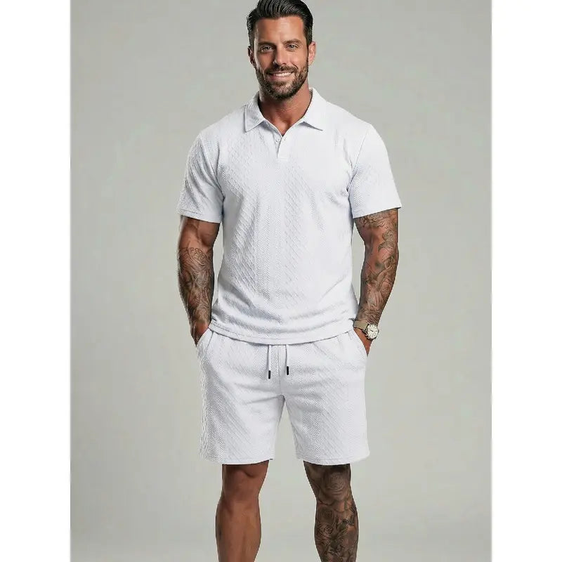 Men's Solid Polo Shirt Two-piece