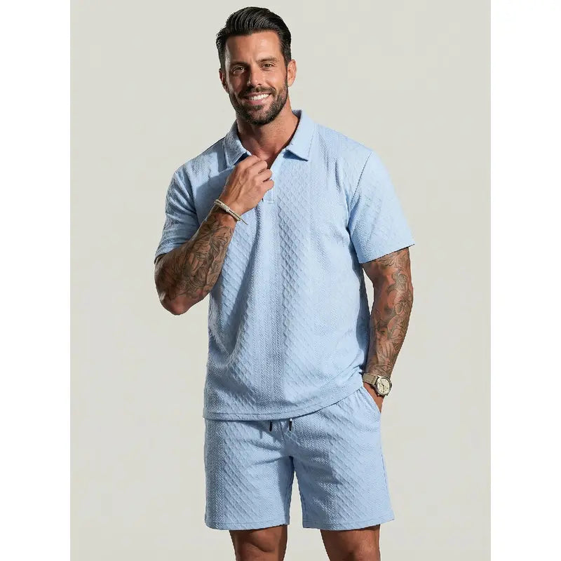Men's Solid Polo Shirt Two-piece