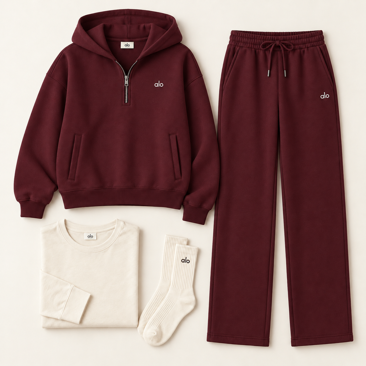 Women’s Half Zip Hooded Set
